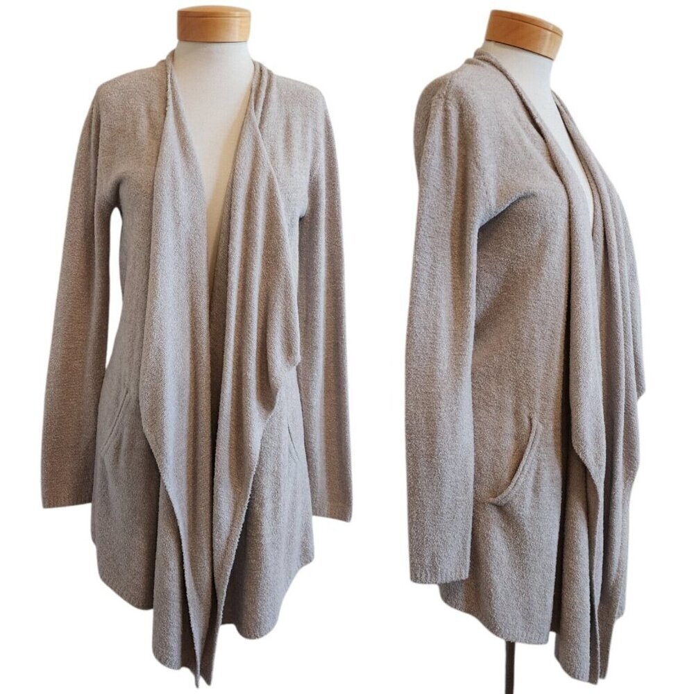Barefoot Dreams CozyChic Lite Island Wrap Nickel Tan Open Draped Cardigan S/M